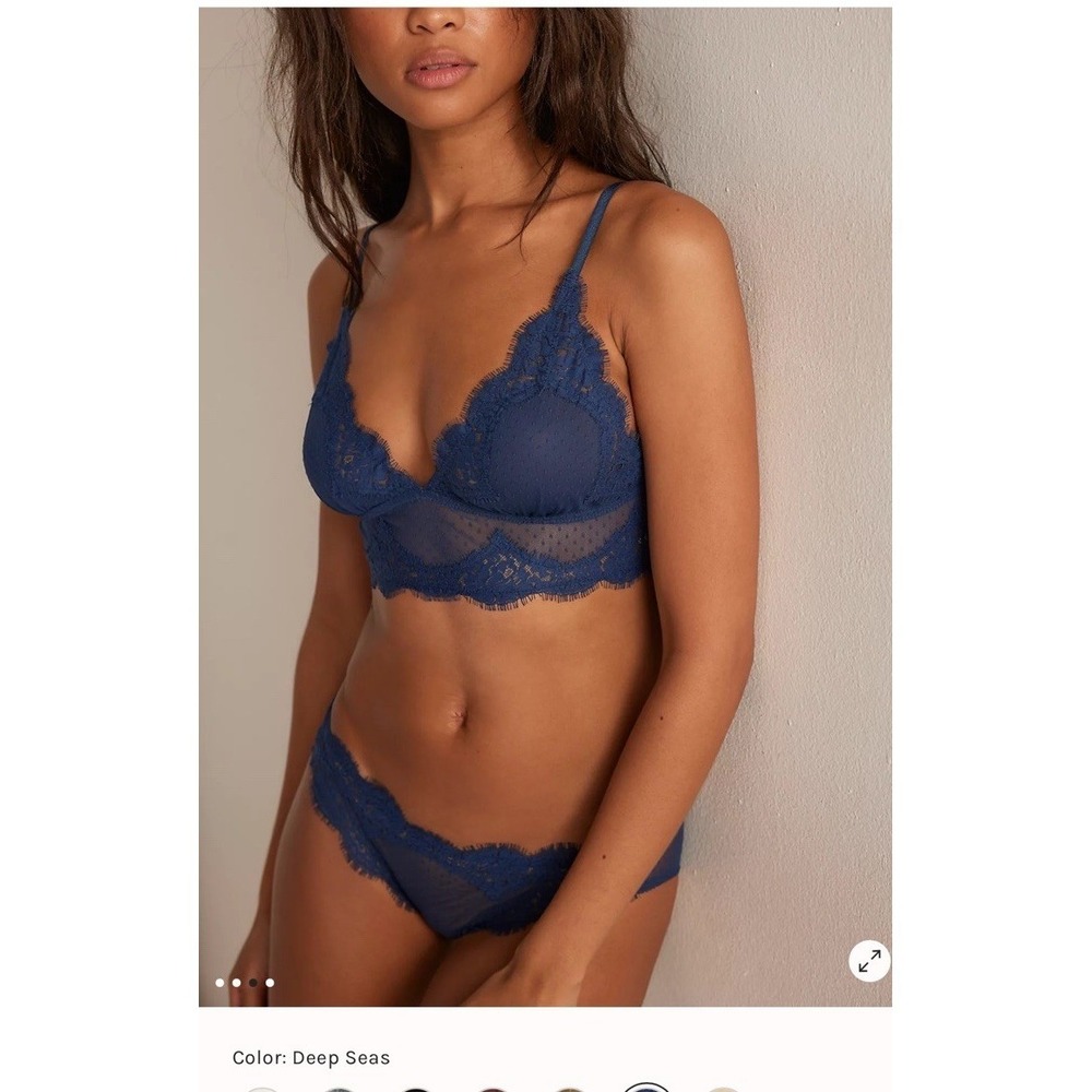 NWT Free People Fiona Lingerie Set 2 Piece Lace Sheer Bralette XS /Thong S